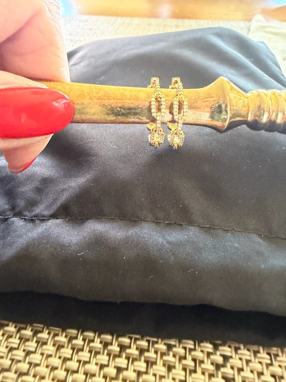 Effy Gold over Silver Earrings with Diamond Chips